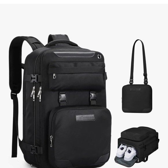 Black Multi-Functional Men's Backpack - Picture 1 of 4